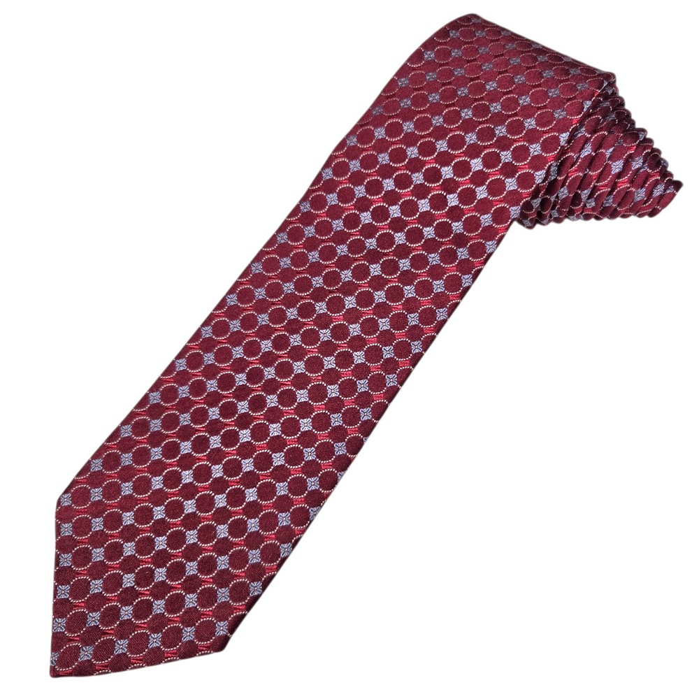 Brooks Brothers Tie Mens One Size Burgundy Red Silk Geometric Medallion 346 Tie